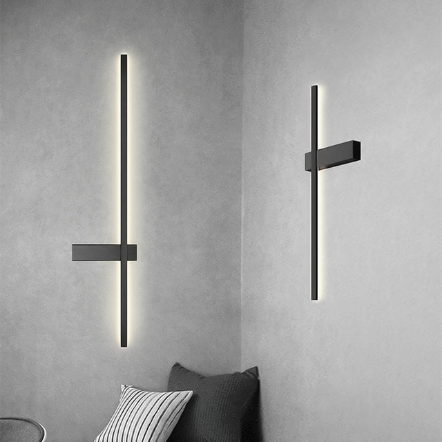 Tira de lámpara de pared interior luces led de pared LED lámpara de pared larga tira de luz de pared oro negro lámpara de pared interior interior led luces de escalera luces led para interiores