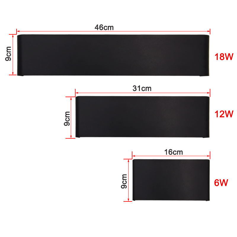 6W 12W 14W Rectángulo Led Iluminación de pared Blanco y negro Shell Led Sconce Luz Interior Led Tiras de luz Interior