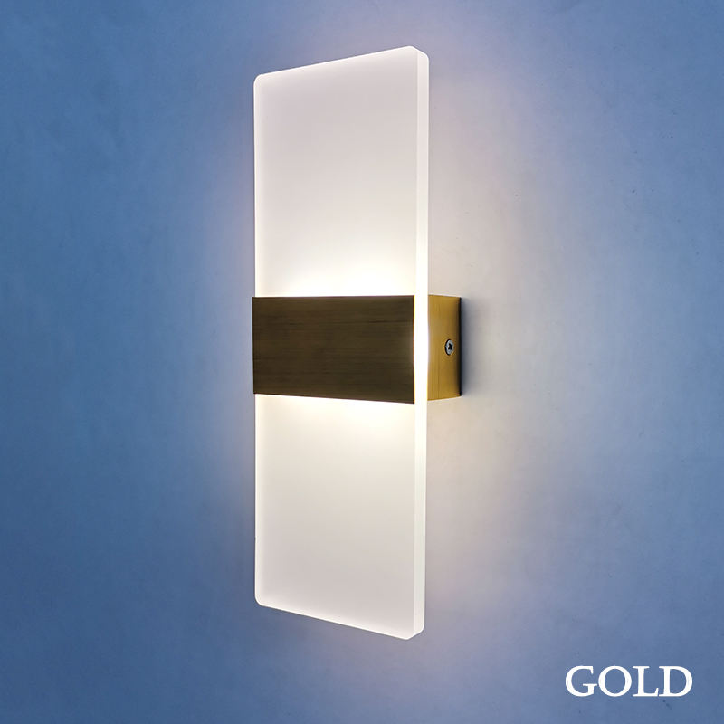 Lámpara de pared de acrílico negro de ángulo derecho/redondo elegante de alta calidad de 6 W y luz nocturna interior