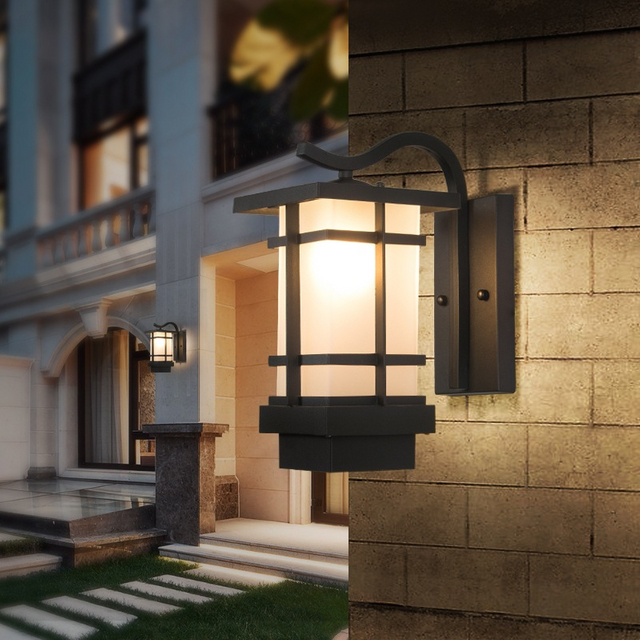 Luz solar de pared para exteriores Draadloze Wandlamp Luz de jardín impermeable Nuevo estilo chino Balcón de estilo japonés Puerta de pared exterior