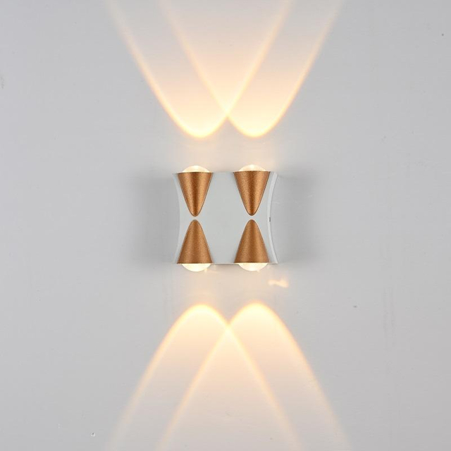 Luz de pared LED Impermeable IP65 Lámpara de pared de jardín de aluminio Oro Negro Luz blanca Aplique de pared para interiores y exteriores