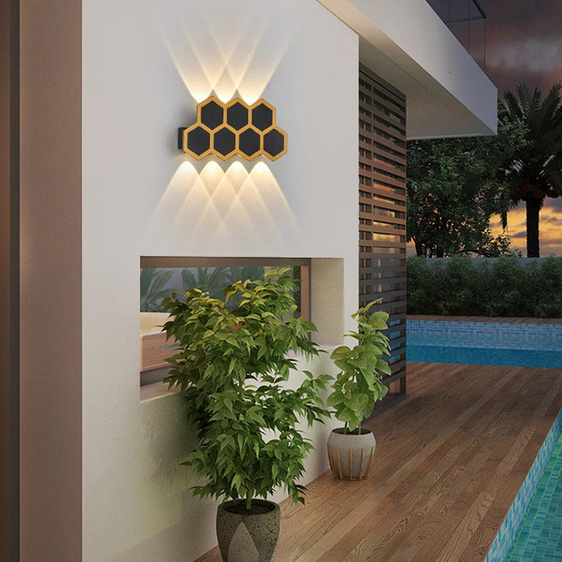 2W 3W 5W 6W 7W 8W Lámparas de pared Led Honeycomb Gold y Black Light arriba y abajo Lámpara LED Estilo de iluminación Lámpara de oficina moderna