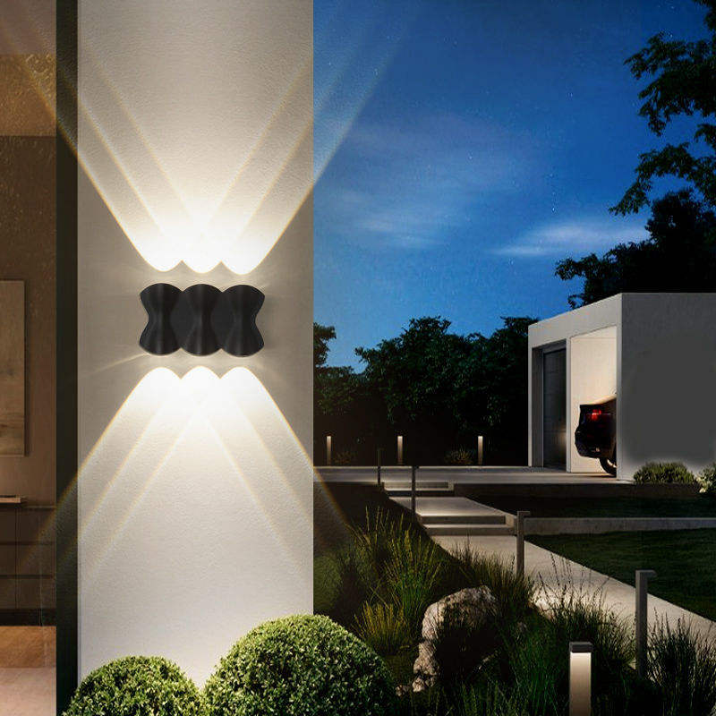 Moderna lámpara de pared LED de 12W para exteriores, resistente al agua, IP65, de aluminio, luz de pared hacia arriba y hacia abajo, candelabro de decoración para porche de jardín, luz de 110V y 220V