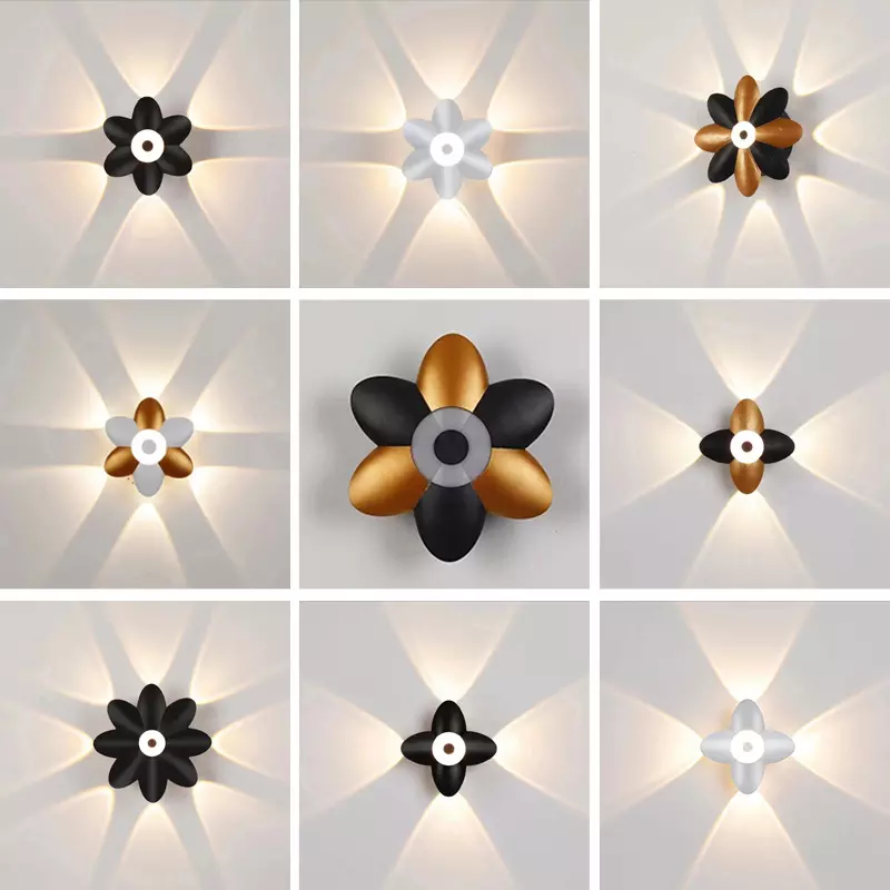 Luz LED de pared para exteriores, decoración hacia arriba y abajo, foco de Lotus Villa, pasillo, balcón, pasillo, luz de pared de fondo