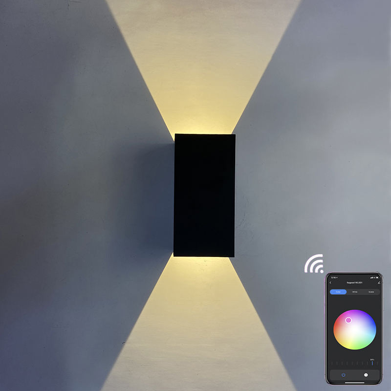 Nuevo RGB APP Control Smart light Cube lámpara de pared LED impermeable ip65 Wall Light square Porch Garden Up and Down