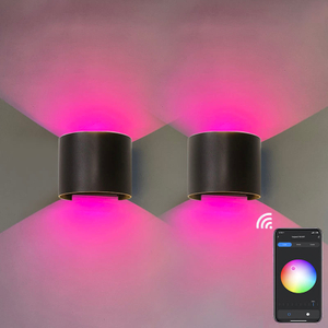 9W RGB TUYA APP control LED aplique de pared impermeable IP65 porche jardín arriba y abajo lámpara de pared Semicircular lámpara de pared impermeable