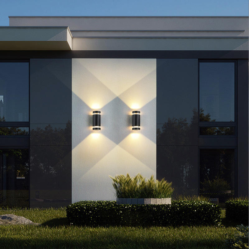 Lámpara de pared para exteriores GU10, lámparas de pared de jardín de inducción con Control de luz LED, iluminación de doble cabeza hacia arriba y hacia abajo, candelabro de balcón para patio