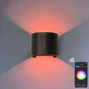RGB APP 9W Control TUYA APP LED aplique de pared impermeable IP65 porche jardín arriba y abajo lámpara de pared Semicircular lámpara de pared impermeable