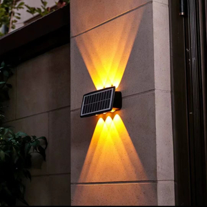 6LED Solar pared luz exterior impermeable LED luces de pared para patio calle paisaje jardín decoración lámpara Solar pared exterior