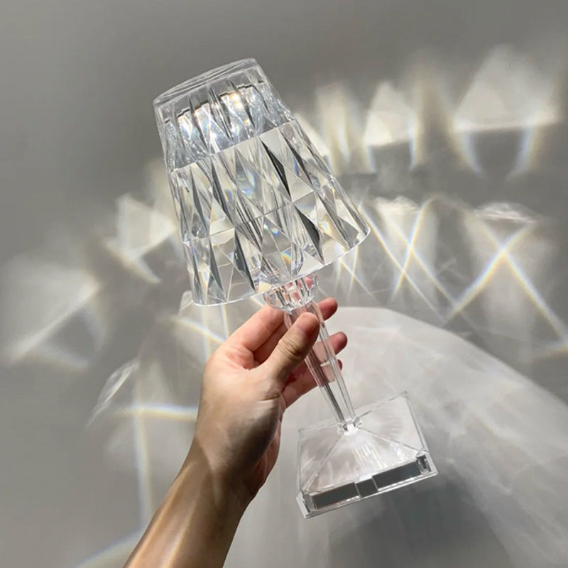 Lámpara de mesa de cristal acrílico moderna Lámpara LED rosa Restaurante Bar Ambiente Luz Iluminación interior 