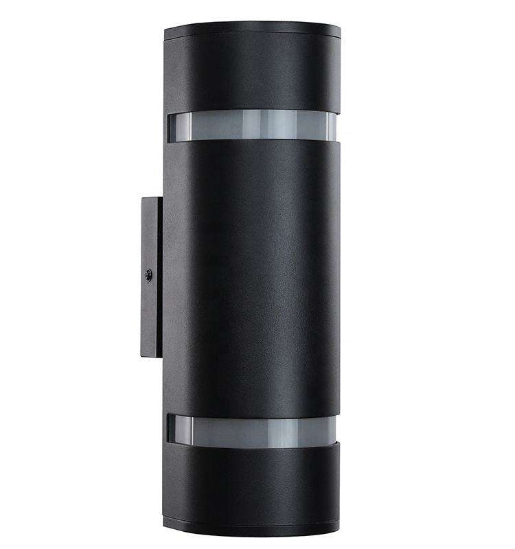 Luz negra moderna a prueba de agua para montaje en pared, aplique de pared de aluminio, 2 luces, luz de pared para exteriores, AC85-265, lámpara de arriba y abajo