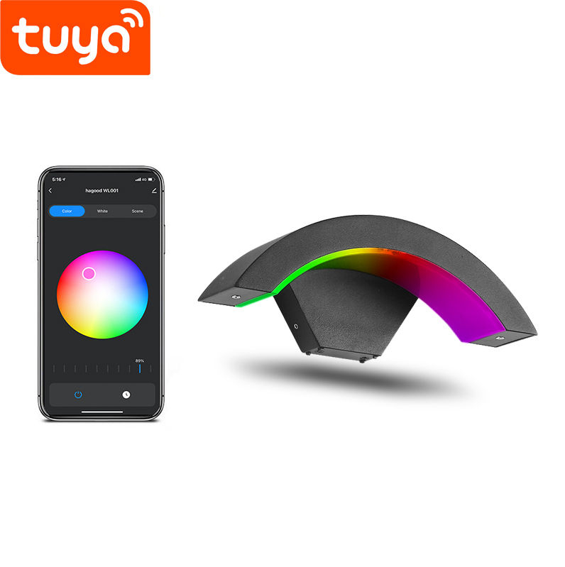Tuya Smart WiFi LED APP Control lámpara de pared exterior porche luz jardín impermeable Sconce luz RGBW 9W regulable trabajo con Alexa y Google Home