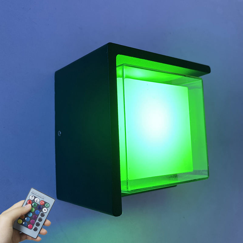 Luz fría LED moderna de 5W RGB con controlador de iluminación hacia arriba y hacia abajo, candelabro de cubo, montaje de lámpara, iluminación interior y exterior