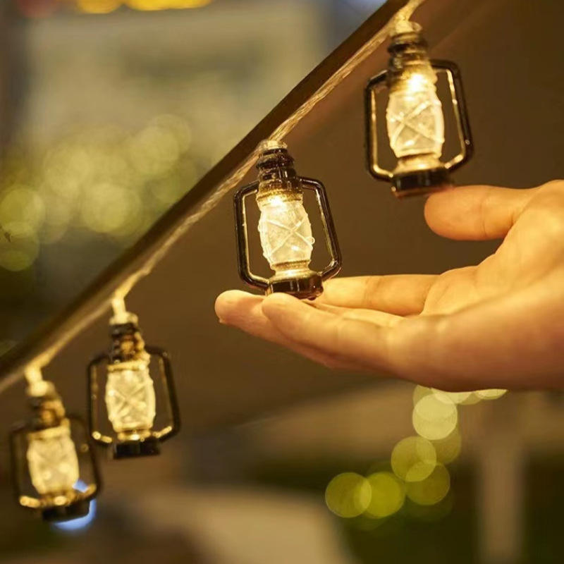 Cadena de luces LED de 1M y 10LED, luces de bola de hadas, cadena para acampar al aire libre, festival, vacaciones, decoración al aire libre, lámpara con batería, Navidad
