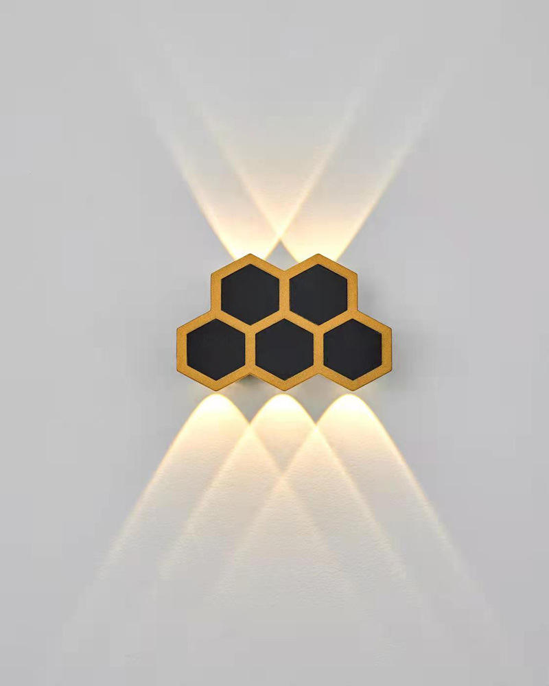 Lámparas de pared Led Honeycomb Gold Black Light arriba y abajo Luminous Body Lamp Estilo de iluminación Modern Office Rohs Epistar Input Flux