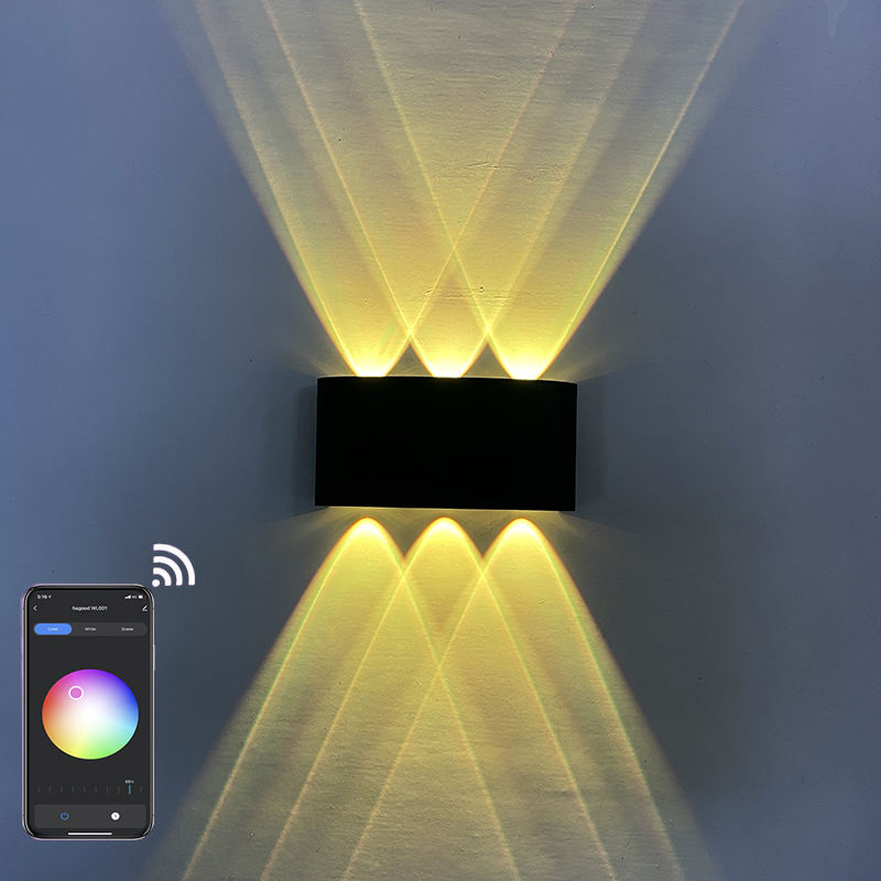 Lámpara de pared LED regulable compatible con Bluetooth para aplicación remota de luz de pared interior RGBW utilizada para decoración de vacaciones AC85-265V