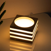 Lámpara de mesa LED de luna, lámpara de bola de mesa de madera, bola de lino regulable, pantalla de ratán, USB, luz de noche para dormitorio, decoración del hogar
