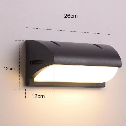 Lámpara LED de pared para exteriores de 12W, luz de pared led resistente al agua, luz simple para pasillo, escaleras, patio, luz de pared para balcón, súper brillante