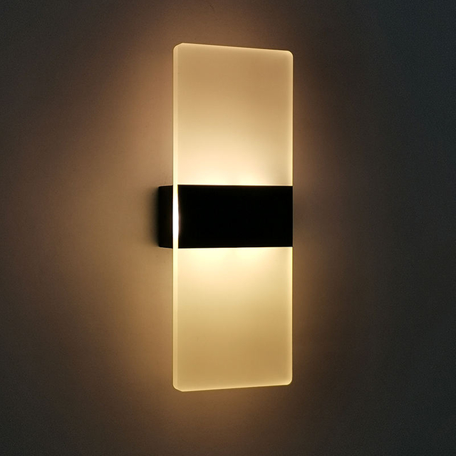 Lámpara de pared de acrílico de 6 W Lámpara de pared de acrílico redonda Lámpara de pared de acrílico rectangular Lámpara de apliques de pared LED para sala de estar Dormitorio Hotel Restaurante Iluminación