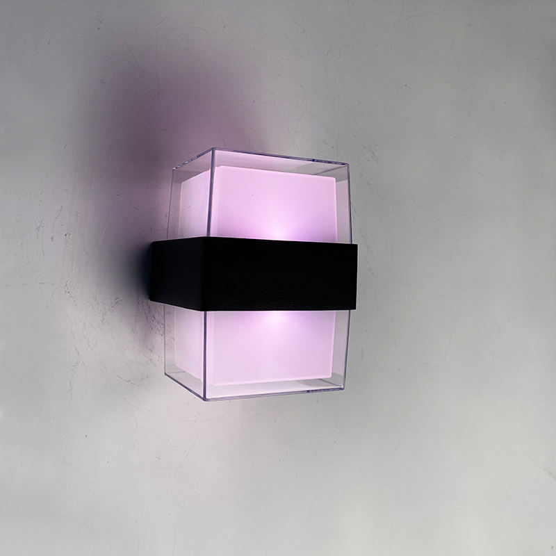 Tuya APP Luz inteligente Acrílico impermeable luz de pared cuadrada IP65 impermeable colorido lámpara de pared decorativa de moda