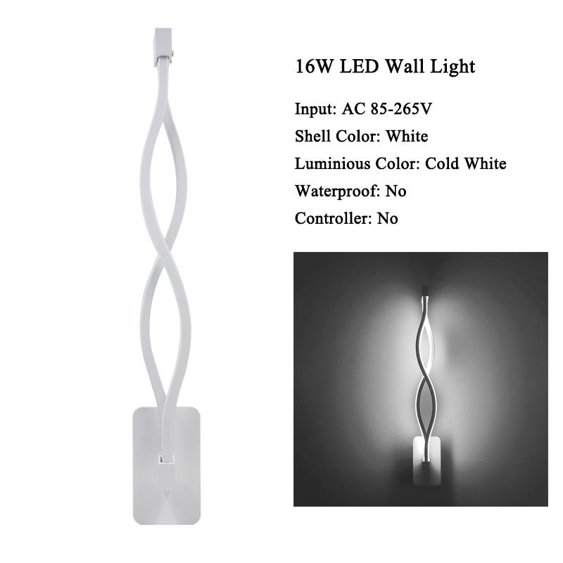 AC 85-265V Decoración moderna de la casa Forma de onda Aluminio Arriba Abajo Lámpara de pared LED Luz de pared LED interior Luz de guirnalda de vacaciones