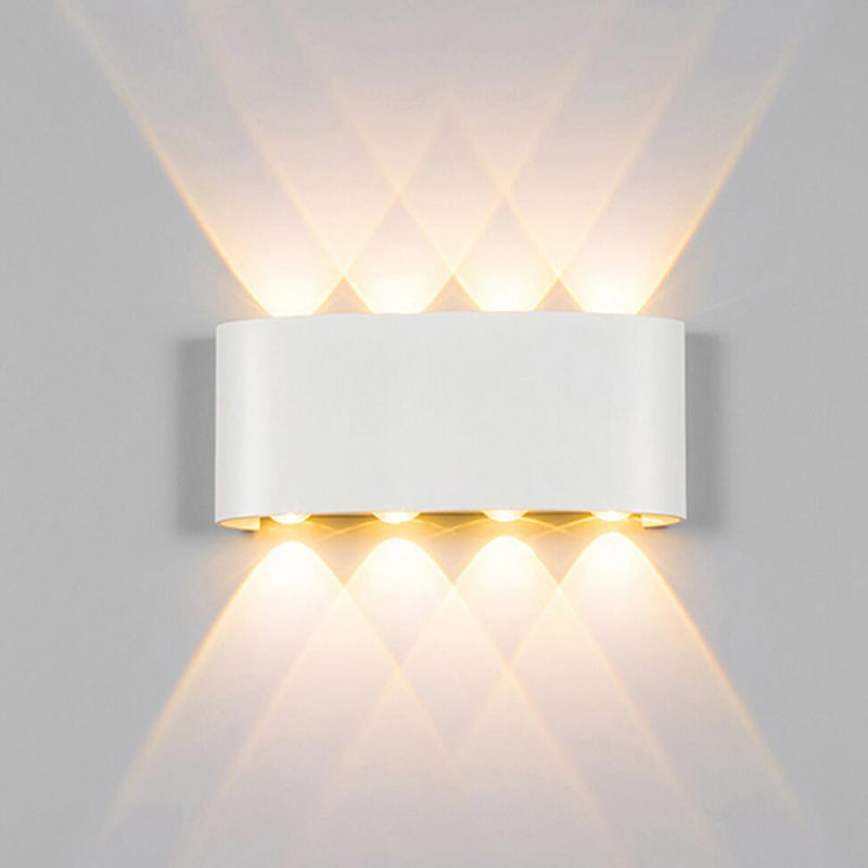 LED moderno de aluminio para interiores y exteriores Ip65 hacia arriba y hacia abajo para el hogar, escaleras, habitación, mesita de noche, luz de baño, lámpara LED blanca o negra