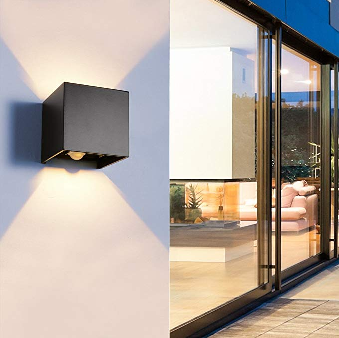 Nuevo Cubo con Sensor de movimiento, luz LED de pared de 12W, luz cálida para exteriores, impermeable, ajustable hacia arriba y hacia abajo, sin escalones, para dormitorio, Loft, vogue