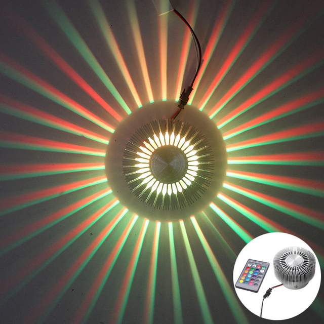 Luz de pared RGB, girasol redondo, 3W, aluminio, 85-265V, para interiores, hogar, Bar, sala de estar, pasillo, Hotel, luz de pared colorida