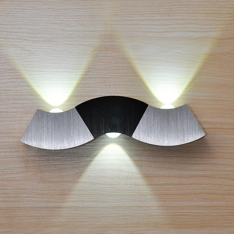 Luces de pared LED de 6W, lámpara de pared de arriba y abajo para interiores, iluminación interior led hecha de aluminio, lámpara de pasillo, iluminación de pared, plata, blanco frío