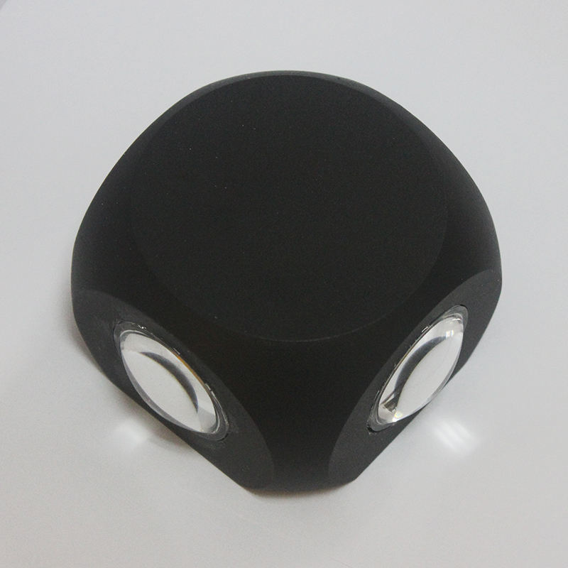 Alto aplique de pared exterior negro brillante 4W para jardín de hotel impermeable IP65