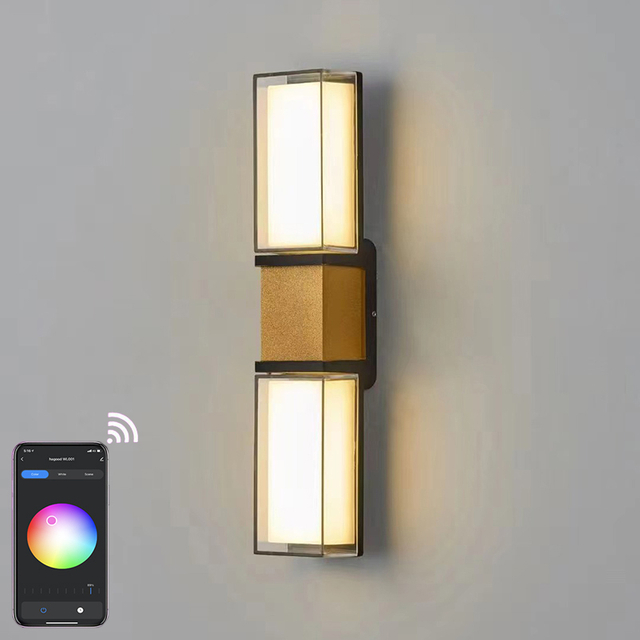 Lámpara de pared con Control por aplicación Tuya de 9W, lámpara de pared con cinturón dorado, lámpara de pared inteligente, iluminación exterior