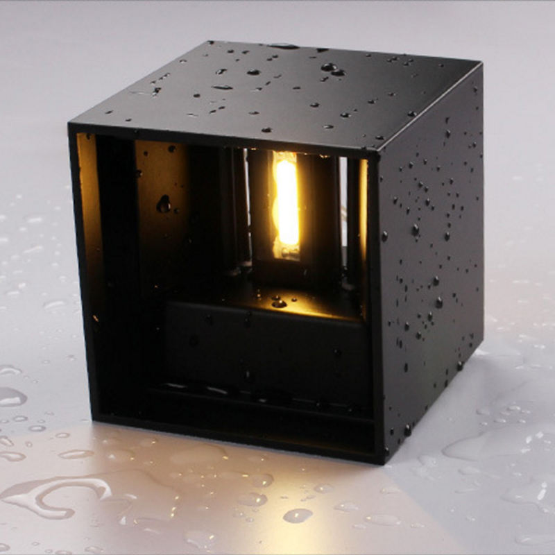 Estilo industrial 12W AC85-265V Impermeable IP65 Haz ajustable Aluminio Exterior LED Cubo Impermeable Luz de pared Popular