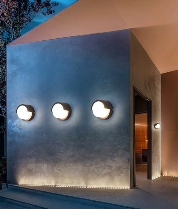 Lámpara led decorativa, lámpara de pared impermeable redonda acrílica y luces de noche para exteriores e iluminación, luces de pared modernas para el hogar