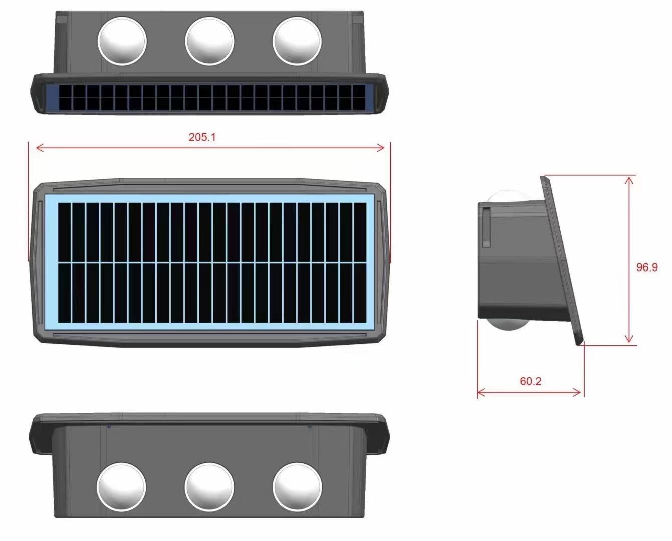 Nueva luz de pared solar para exteriores, luces de pared LED impermeables para patio, calle, paisaje, jardín, lámpara de decoración, lámpara de pared solar para exteriores