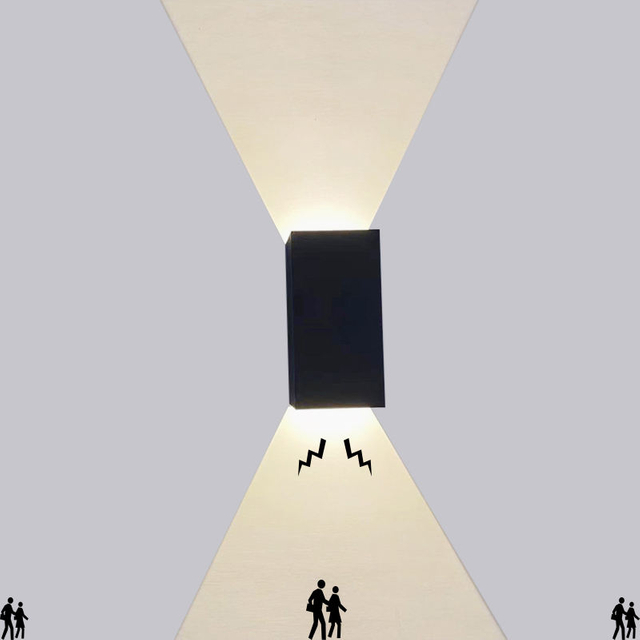 Aplique de pared de jardín impermeable de 12 W, candelabro de pared led de movimiento, iluminación de pared del dormitorio, ángulo de iluminación ajustable