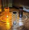 Lámpara de mesa de cristal con enchufe USB de 1W, lámpara de ambiente de pétalos de rosa, lámpara de noche romántica para dormitorio, luz nocturna de carga
