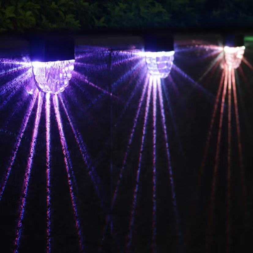 Luz cálida + color RGB LED Lámpara solar Camino Escalera Energía solar Balcón Luz Jardín al aire libre Luces luz solar lámpara solar