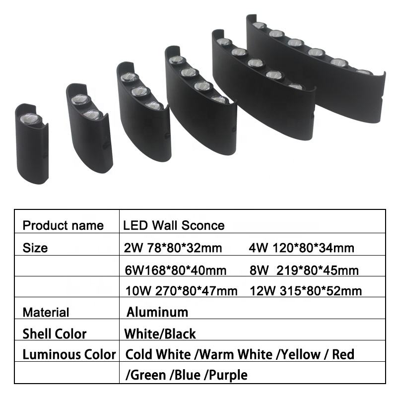 6W precio de fábrica barato luz de pared arriba y abajo luz de noche lámpara de pared para 100% seguridad estilo europeo-americano