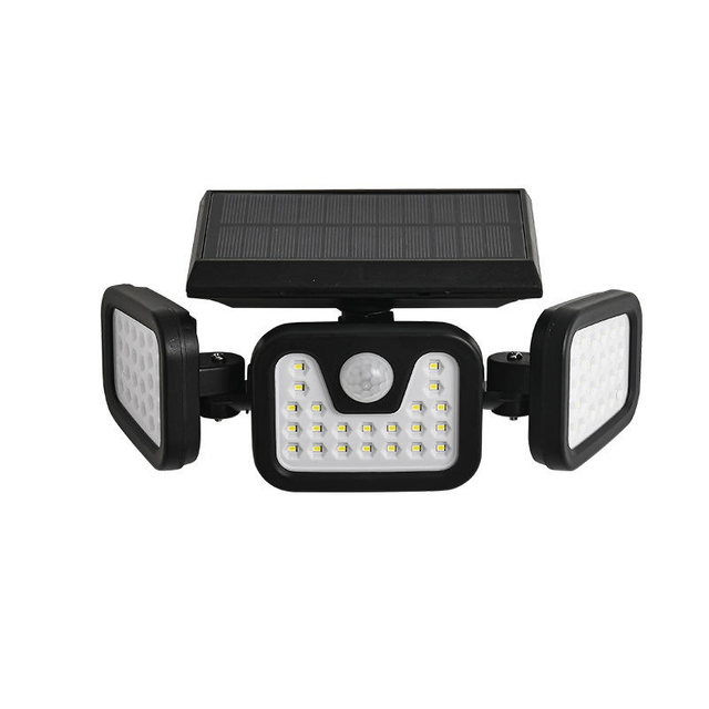 Hagood Exterior impermeable 3 cabezas Luz de pared Tres cabezas 83 COB Sensor solar LED Luces de seguridad alimentadas