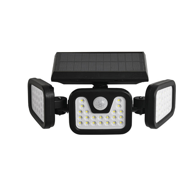 Hagood Exterior impermeable 3 cabezas Luz de pared Tres cabezas 83 COB Sensor solar LED Luces de seguridad alimentadas