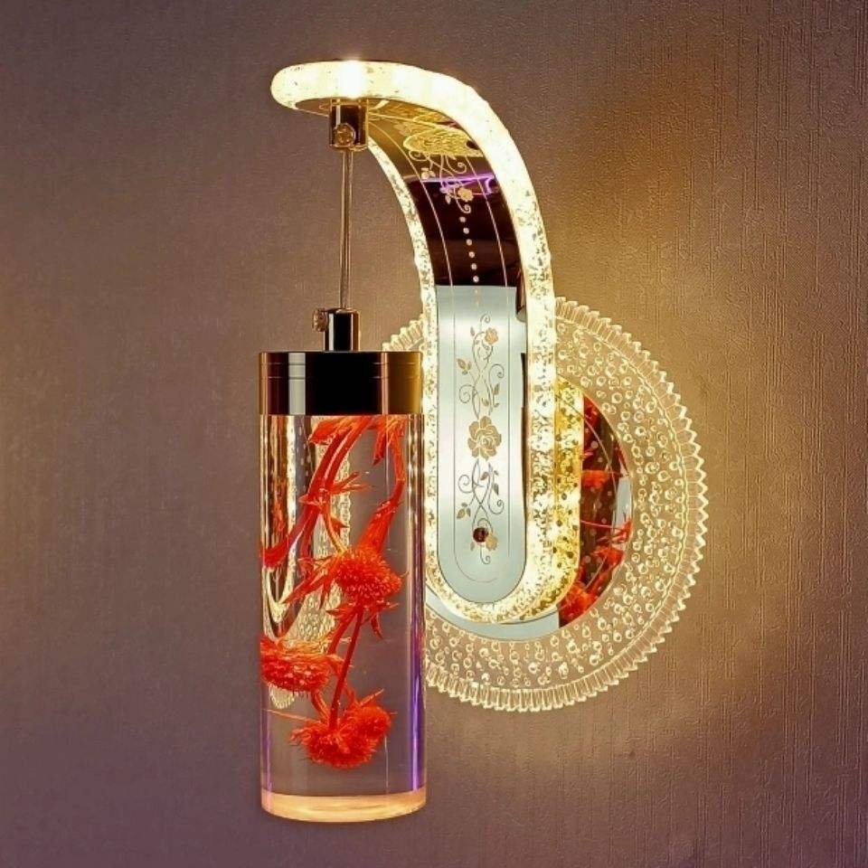 Lámpara de pared interior LED de 2022 12W para decoración de cabecera de dormitorio, luz de pared de flores reales, lámpara de escalera, lámpara de noche para sala de estar