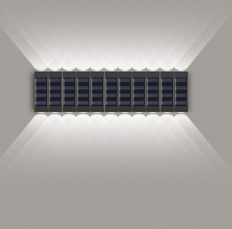 Luz de pared LED Solar 2023, luz de pared de empalme luminosa, lámpara de pared exterior impermeable IP65 para decoración de jardín y patio