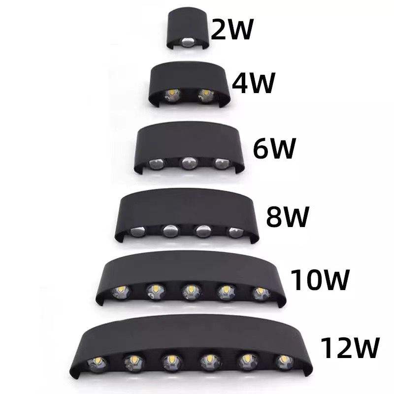 Lámpara de pared LED de arriba y abajo impermeable al aire libre en forma de arco Lámpara de pared de iluminación de aplique de pared moderna de aluminio