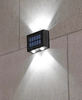 Luz de pared solar de 4LED hacia arriba y hacia abajo, decoración para exteriores, jardín, patio, luz de pared para el hogar, luz solar impermeable para jardín