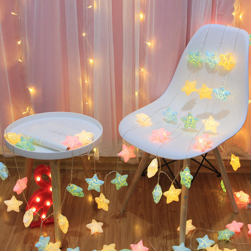 Guirnalda de luces LED de estrella, guirnalda de Navidad, cortina de hadas, luz de 2,5 M para interiores y exteriores para dormitorio, fiesta en casa, boda, decoración de Año Nuevo