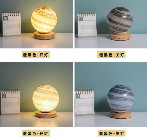 Lámpara de cristal de planeta Luna, lámpara de planeta, decoración de dormitorio, luz de noche, regalo de cumpleaños creativo, lámpara de escritorio recargable, luz de mesa