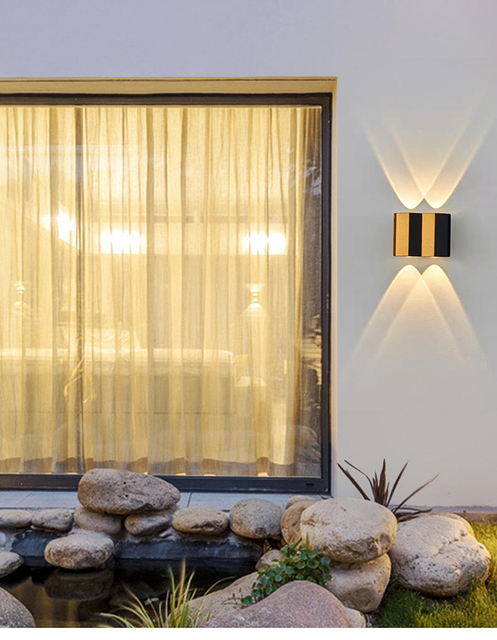 4W 6W 8W 10W LED Lámpara de pared Rectángulo Oro Negro Luz Arriba y abajo Cuerpo luminoso Lámpara Estilo de iluminación Luz de pared moderna