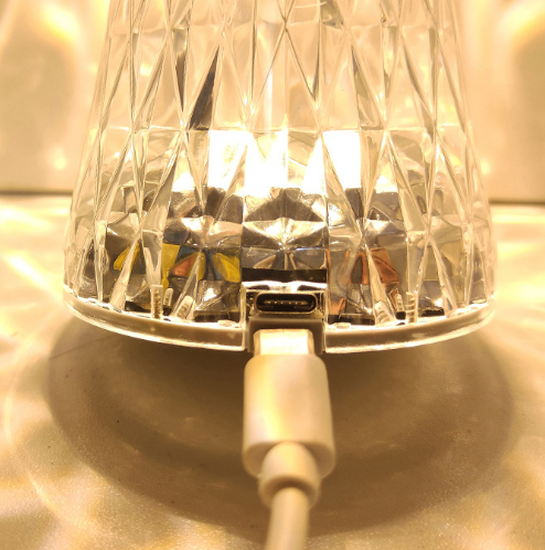 Lámpara de escritorio acrílica de cristal rosa Tiktok, lámpara de mesa de luz nocturna pequeña recargable, Control táctil, lámpara de escritorio cambiable que cambia de Color