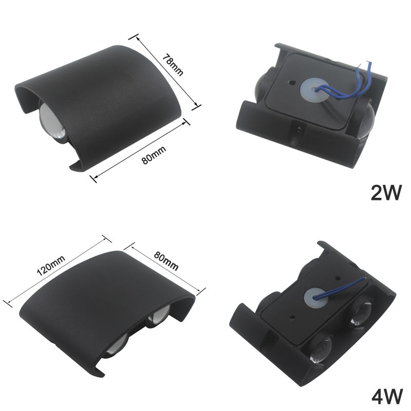 Lámpara de pared impermeable para exteriores, 2W, 4W, 6W, 8W, 10W, 12W, ovalada hacia arriba y hacia abajo, resistente al agua, IP65, para porche y jardín