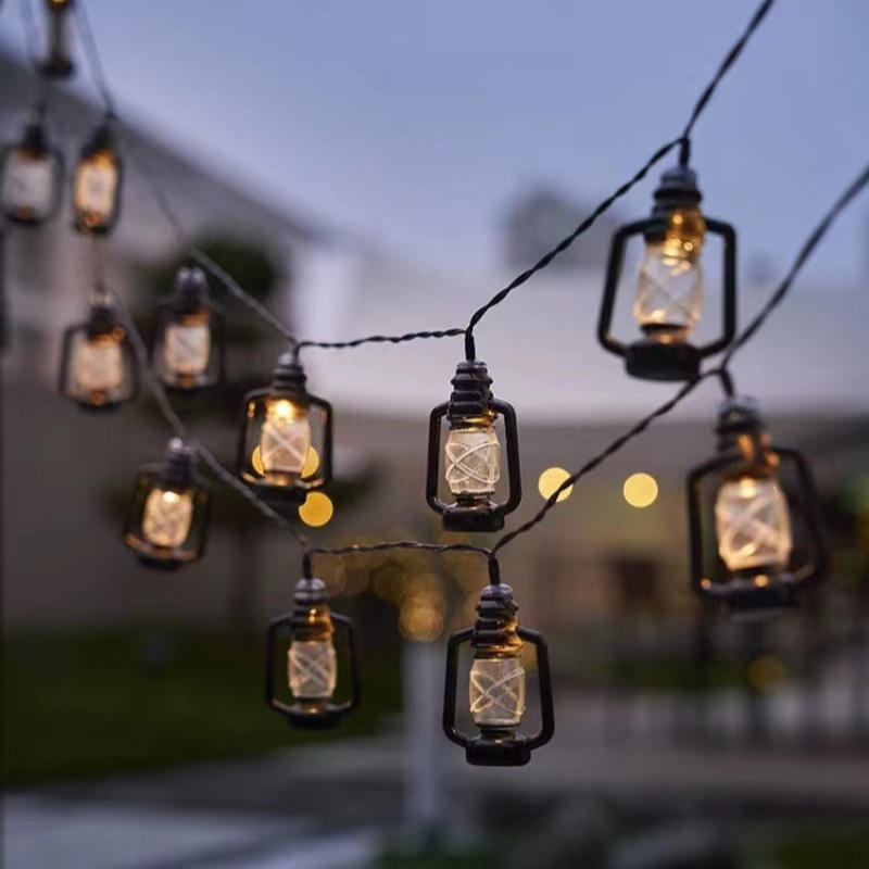 Cadena de luces LED de 1M y 10LED, luces de bola de hadas, cadena para acampar al aire libre, festival, vacaciones, decoración al aire libre, lámpara con batería, Navidad